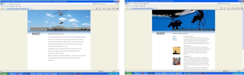 NAC Web Site - Home page and typical page
